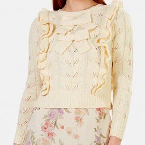LoveShackFancy Pointelle Knit Bow Sweater